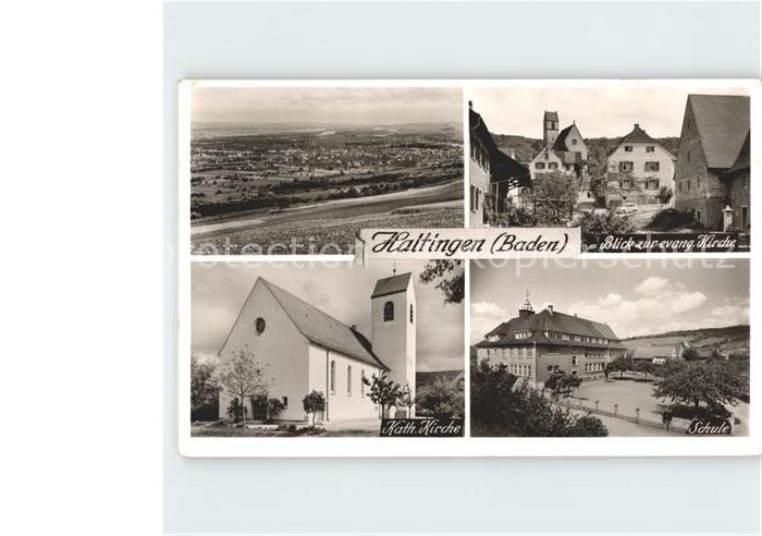 Haltingen Weil am Rhein BW Panorama Ev Kirche Kath Kirche Schule