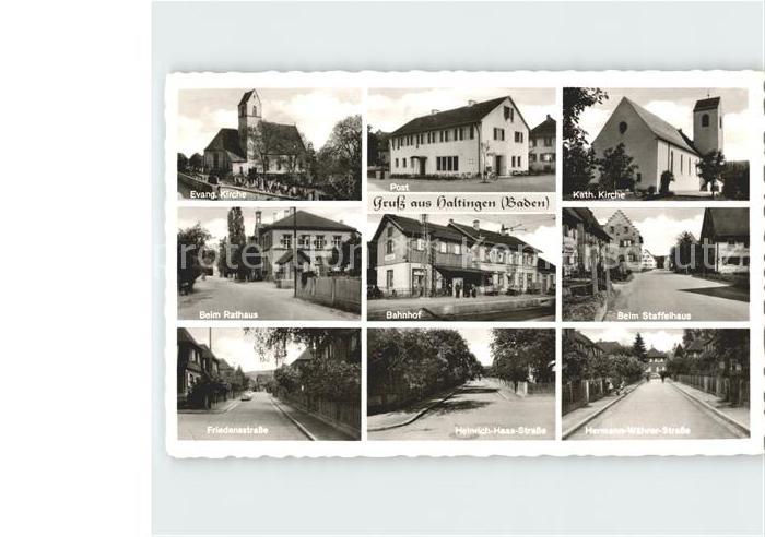 Haltingen Weil am Rhein BW Ev Kirche Post Kath Kirche Rathaus Bahnhof Staffelhau