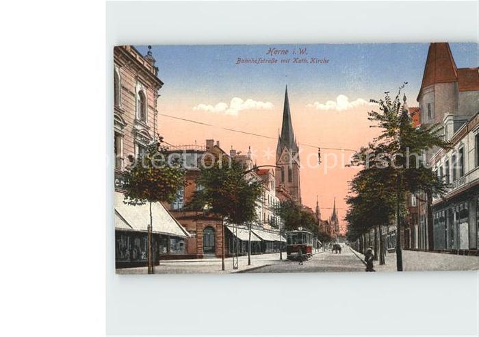 Herne Westfalen Bahnhofstr mit Kath Kirche
