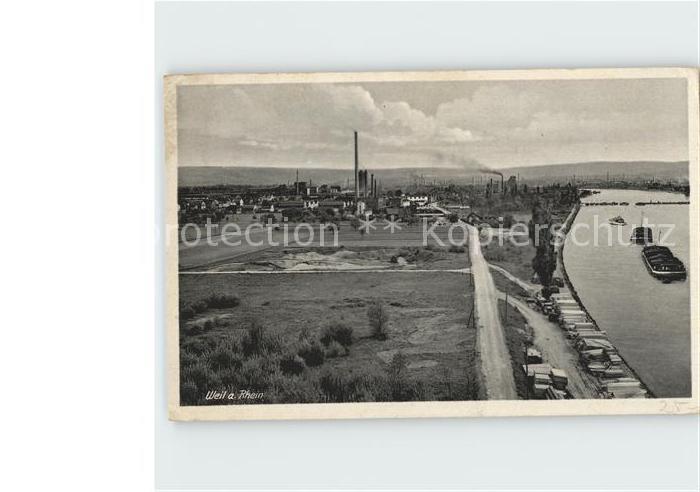 Weil am Rhein Panorama Rheinfrachter