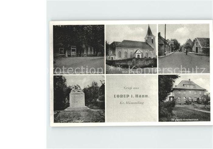 Lorup Baeckerei Kalvolage Kirche Dorfmotiv Ehrenmal St Josefs Krankenhaus