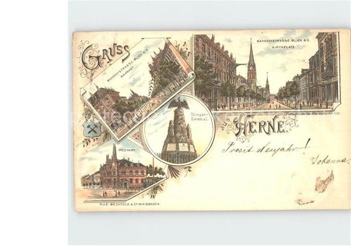 Herne Westfalen Bahnhof Bahnhofstrasse Kirchplatz Kriegerdenkmal Postamt