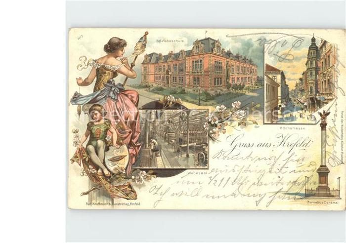 Krefeld Kgl Webeschule Webesaal Hochstrasse Cornelius Denkmal