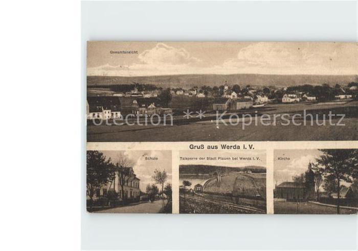 Werda Auerbach Panorama Schule Talsperre Kirche