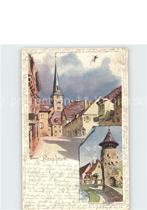 Bensheim Bergstrasse Teilansicht Kirche Turm