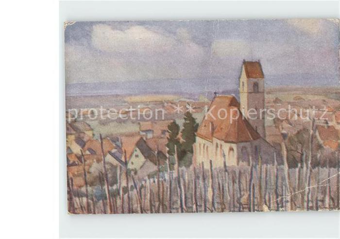 Haltingen Weil am Rhein BW Markgraefler Bauerndorf Aquarell