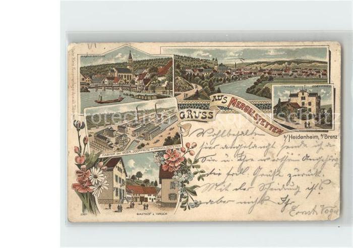 Mergelstetten Brenz Bruecke Panorama Villa Fabrik Gebr Zoeppritz Gasthof zum Hir