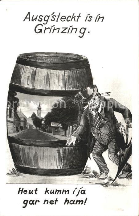 Grinzing Wien Fass mit Spruch