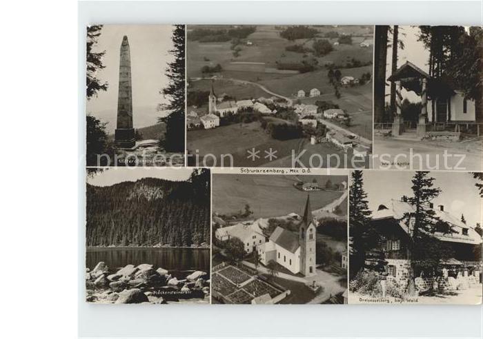 Schwarzenberg Boehmerwald Stifterdenkmal Fliegeraufnahme Ploeckensteinersee Kirc