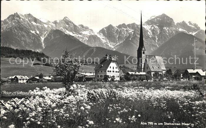 Alm Saalfelden Panorama mit Kirche