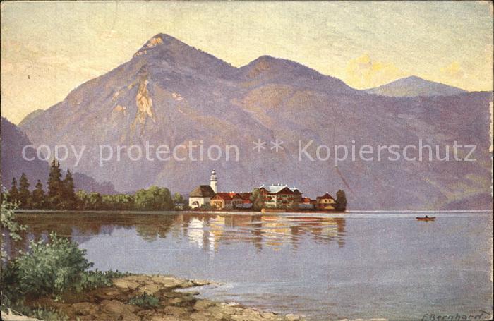 Walchensee Herzogstand Kuenstlerkarte F. Bernhardt