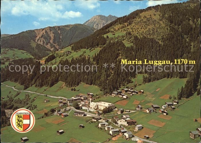 Maria-Luggau Fliegeraufnahme Gotische Wallfahrtskirche