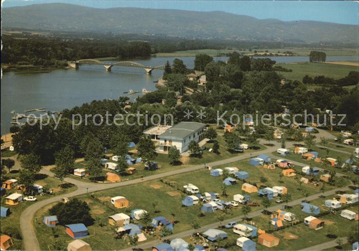Thoissey Camping et le Pont vue aerienne