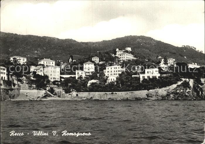 Recco Genova Genua Liguria IT Villini V Romagneno Villen Ansicht vom Meer aus