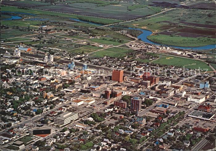 Brandon Manitoba Aerial view of the wheat citys downtown core