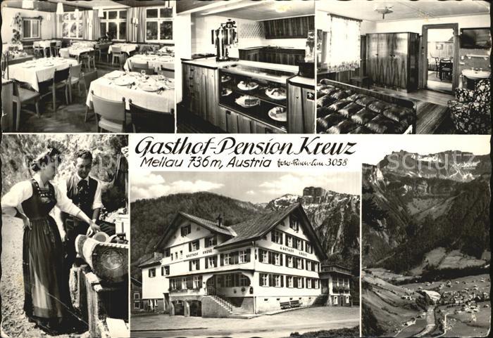 Mellau Vorarlberg Gasthof Pension Kreuz Gastraum Kuchentheke Trachten Total