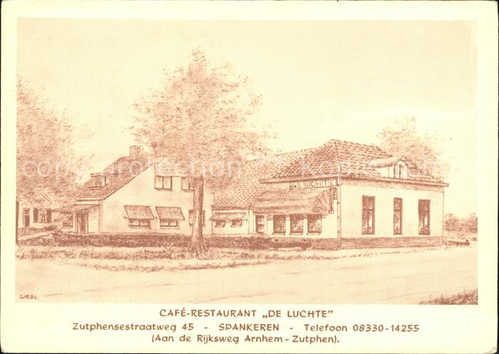 Spankeren Cafe Restaurant De Luchte Zeichnung Kuenstlerkarte