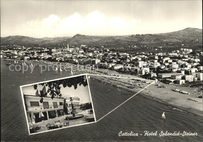 Cattolica Rimini Fliegeraufnahme mit Splendid Steiner Hotel