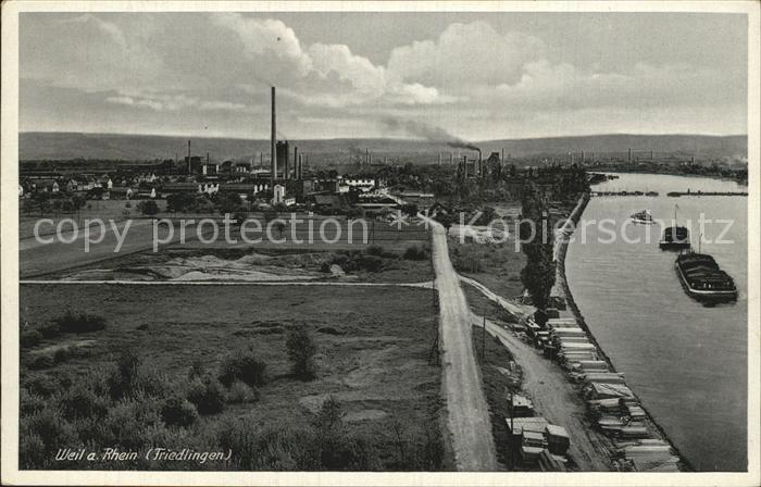Friedlingen Panorama Frachtschiffe