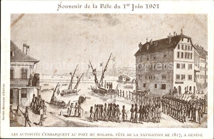 Geneve GE Les autorites s embarquent au Port du Molard Fete de la navigation de