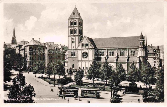 STUTTGART  CITY Bismarckplatz mit Elisabethen Kirche