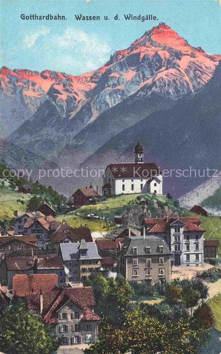 Wassen  UR mit Gotthardbahn und Windgaelle