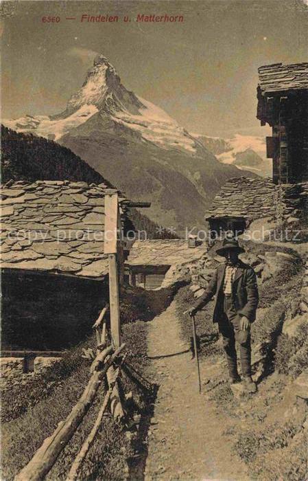 Findelen Findeln Zermatt Valais VS Ortsmotiv mit Matterhorn