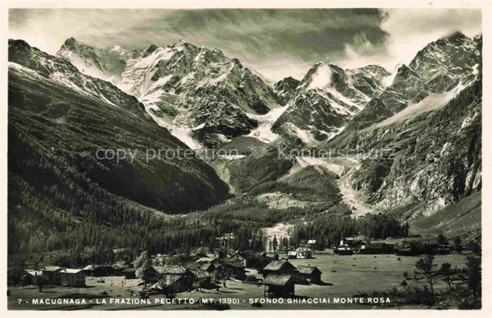 Macugnaga Verbano-Cusio-Ossola Piemont IT La Frazione Pecetto Sfondo Ghiacciai M