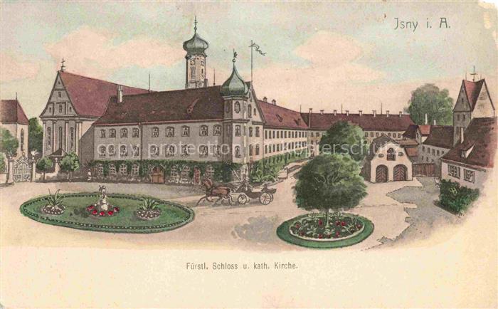 Isny Allgaeu Bayern Fuerstl Schloss und kath Kirche