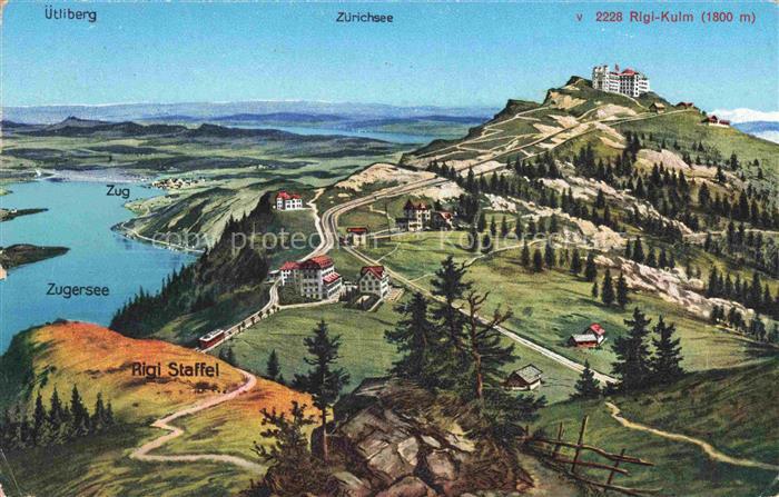 RIGI-Kulm 1798m SZ mit Rigi Staffel Zugersee Zug uetliberg und Zuerichsee
