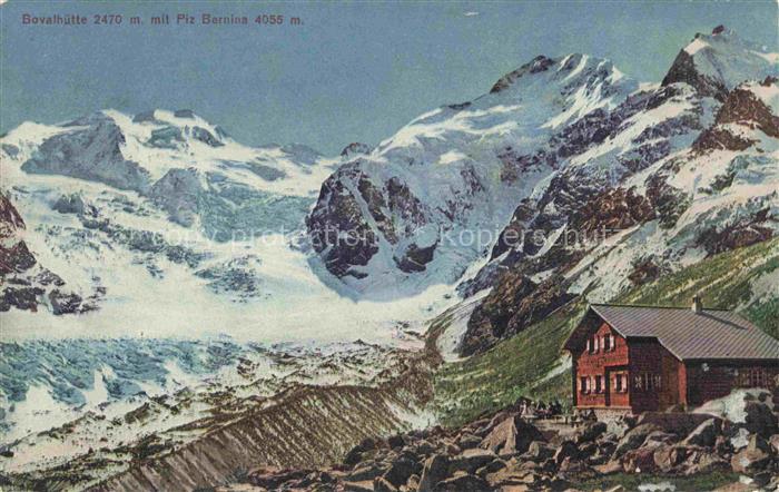 Bovalhuette SAC 2495m Morteratsch GR mit Piz Bernina