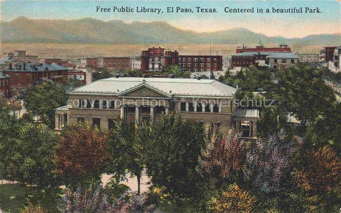 EL PASO  Texas USA Free Public Library Centered in a beautiful Park
