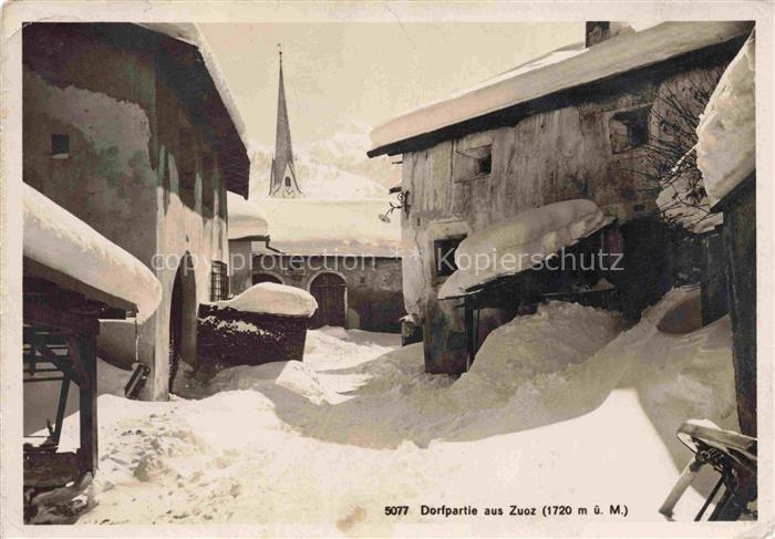 Zuoz Maloja GR Dorfpartie im Winter