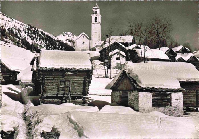 Bosco-Gurin Vallemaggia TI Verschneites Walserdorf