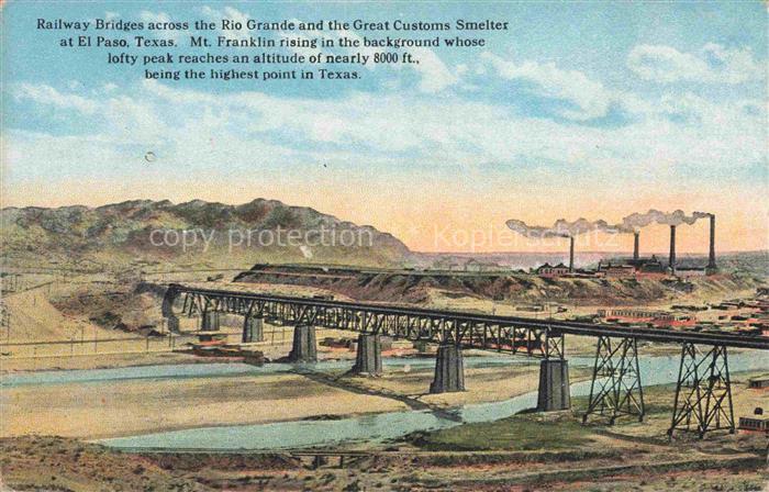 EL PASO  Texas USA Railway Bridges acros the Rio Grande and the Great Customs Sm