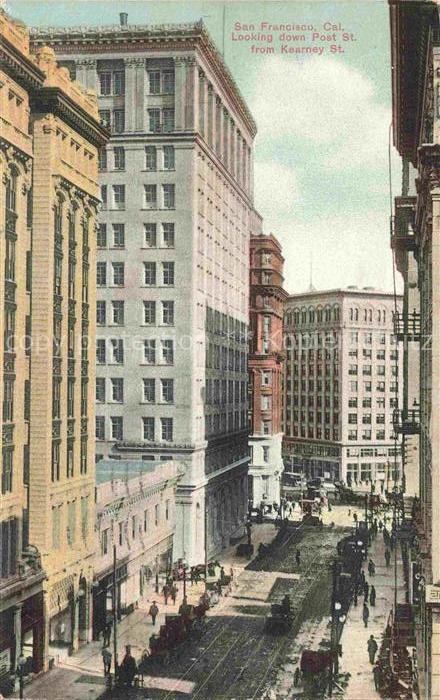 SAN FRANCISCO California USA Looking down Post Street from Kearney Street