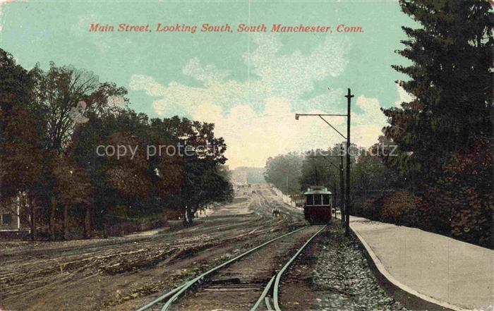 Manchester Connecticut USA Main Street looking south Tram