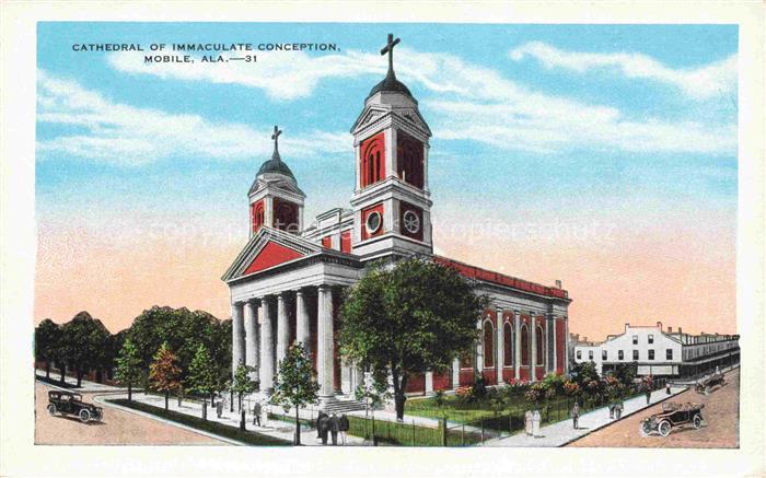 Mobile Alabama USA Cathedral of Immaculate Conception Illustration