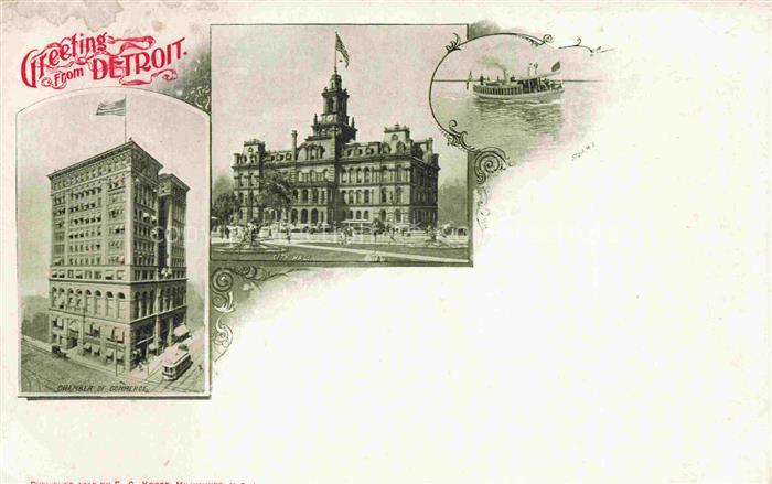 DETROIT Michigan USA Chamber of Commerce City Hall Steamer