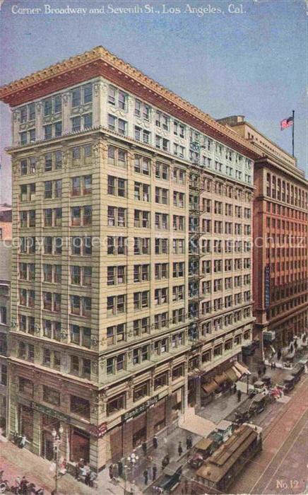 LOS ANGELES California USA Corner Broadway and Seventh Street Illustration