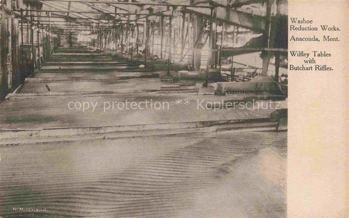 Anaconda Montana USA Washoe Reduction Works Wilfley Tables with Butchart Riffles