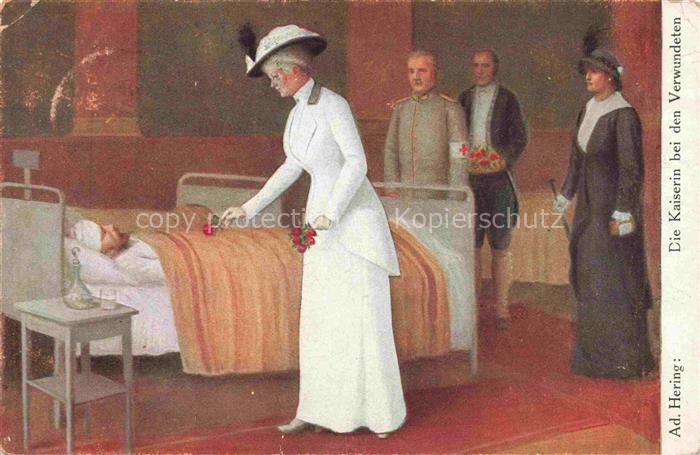 HERING Adolf Kuenstlerkarte Die Kaiserin bei den Verwundeten Ad. Hering Kuenstle