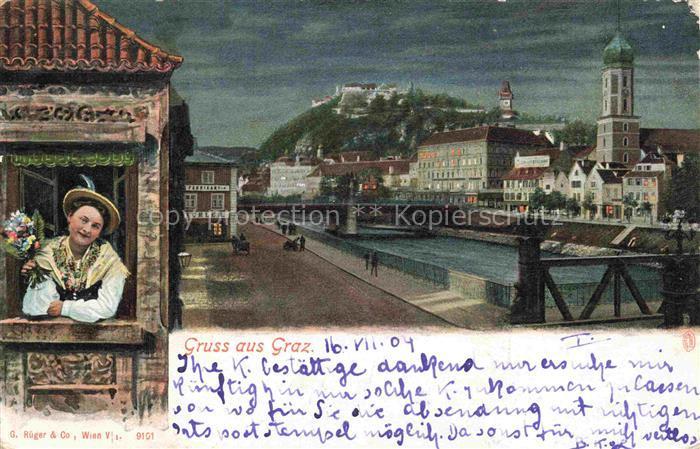 GRAZ  Steiermark AT Teilansicht Blick zum Schlossberg Trachten