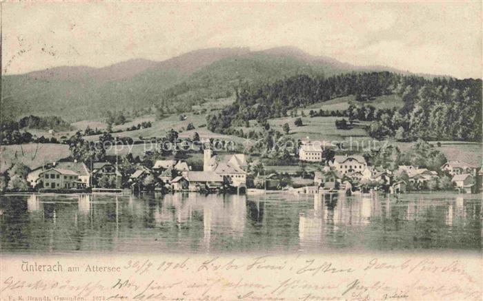 Unterach Attersee Oberoesterreich AT Ansicht vom See aus
