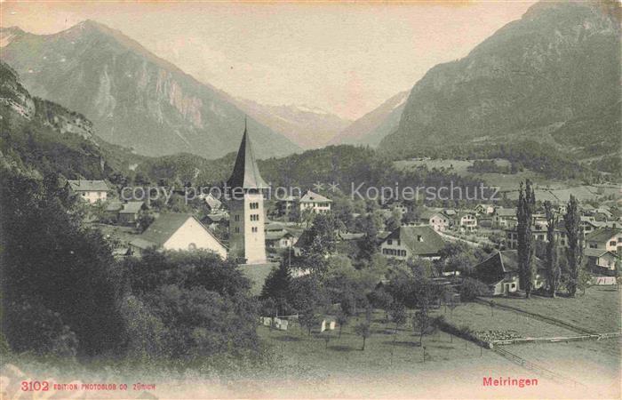 Meiringen Oberhasli BE Gesamtansicht mit Alpenpanorama