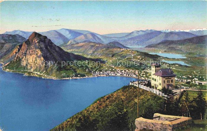 LUGANO Lago di Lugano TI Panorama Monte San Salvatore visto dal Monte Brè