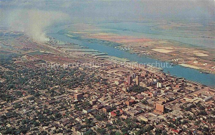 Mobile Alabama USA Aerial view of downtown Mobile Delta in the background