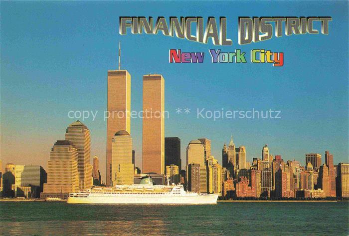 NEW YORK City USA Cruise liner Financial District Twin Towers