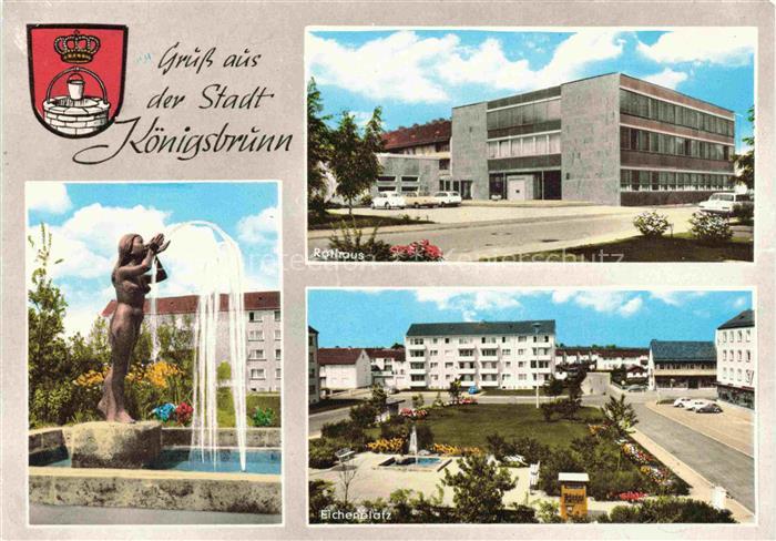 Koenigsbrunn Augsburg Bayern Teilansichten Brunnen Wappen