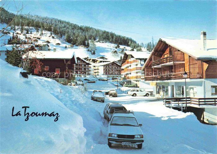 La Tzoumaz Dorfpartie im Winter